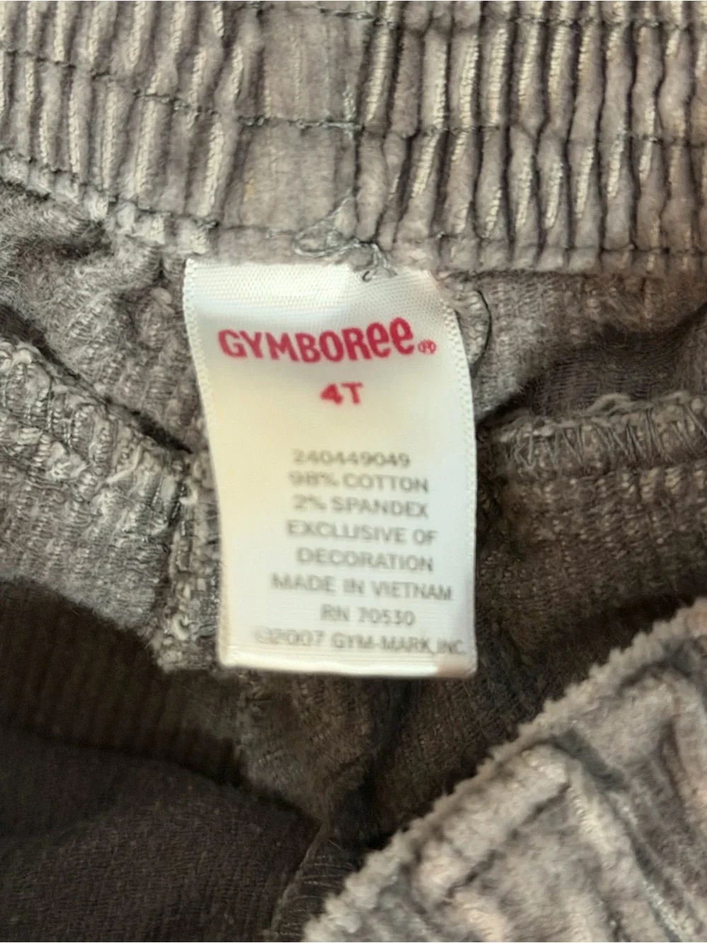 Gymboree Girls 4T Gray Corduroy Pants Cotton Spandex Bootcut Floral Applique